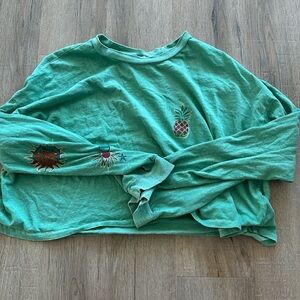 BILLABONG CROPPED Green Long Sleeve Shirt with Pineapple Embroidery